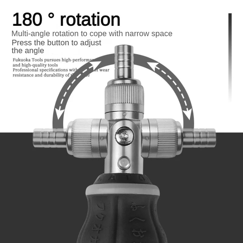 Multifunction hand tool: FlexiGrip 8-in-1 ratchet screwdriver with pivot head for various angles