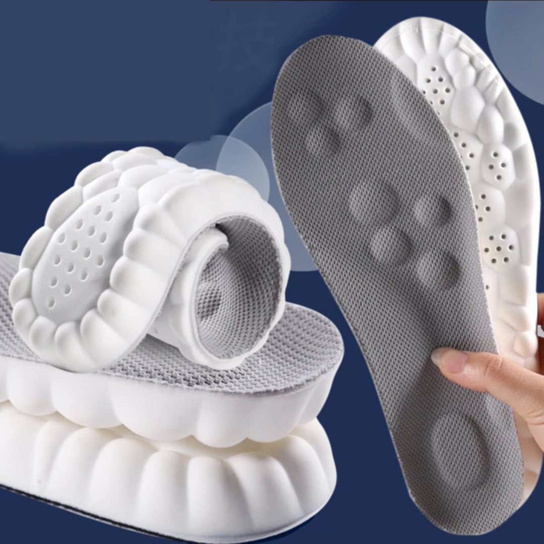 FlexiStride sport insoles reducing impact & fatigue, offering superior orthopedic support for runners.
