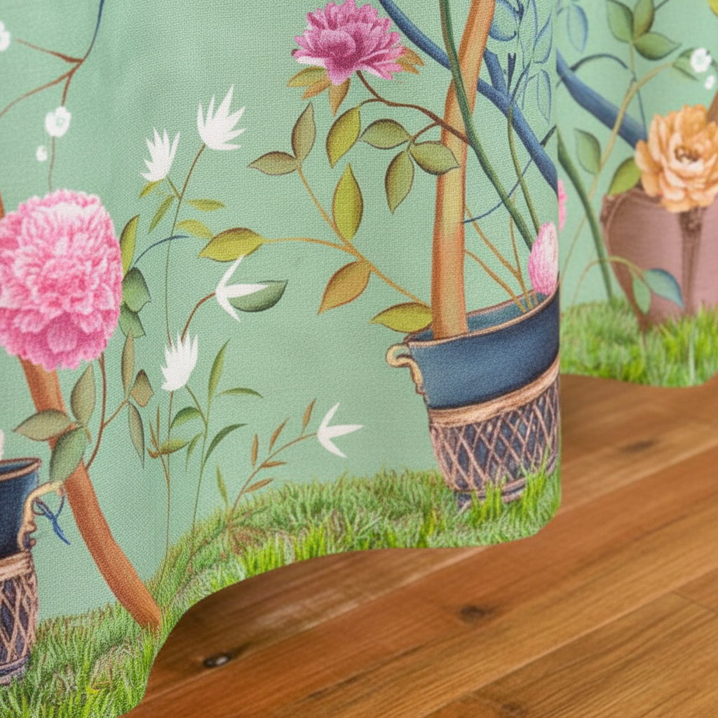 Floral & Bird Motif Waterproof Shower Curtain