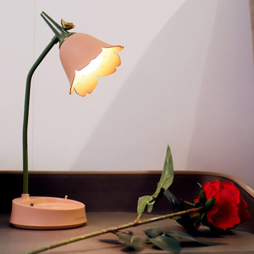 LumaPetal wireless flower desk lamp, a portable LED light for any room, featuring a sleek design