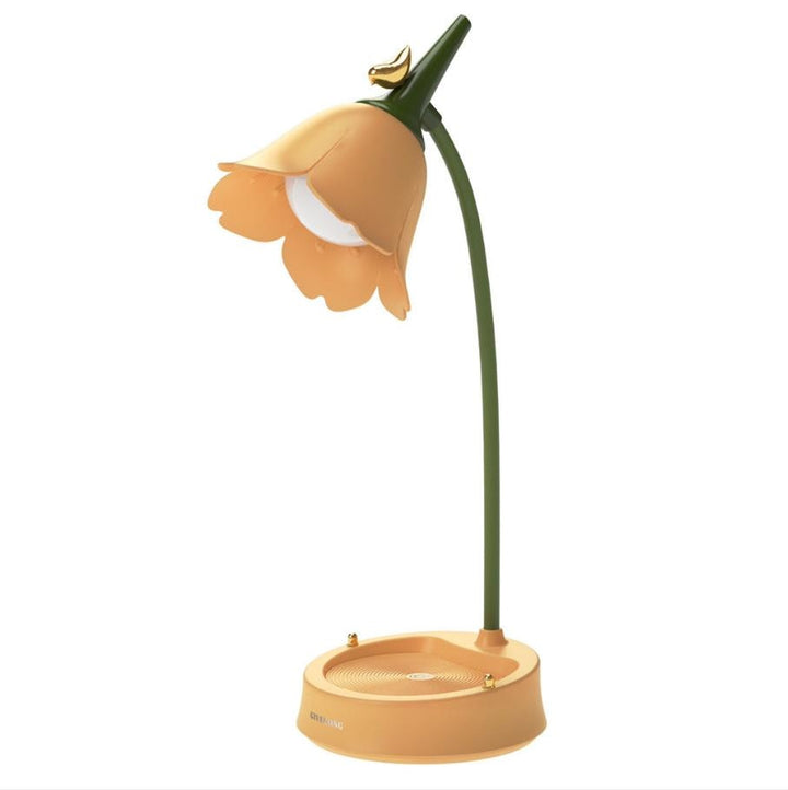 Decorative LumaPetal LED desk lamp, a flower-shaped lighting solution adding a touch of nature to your space