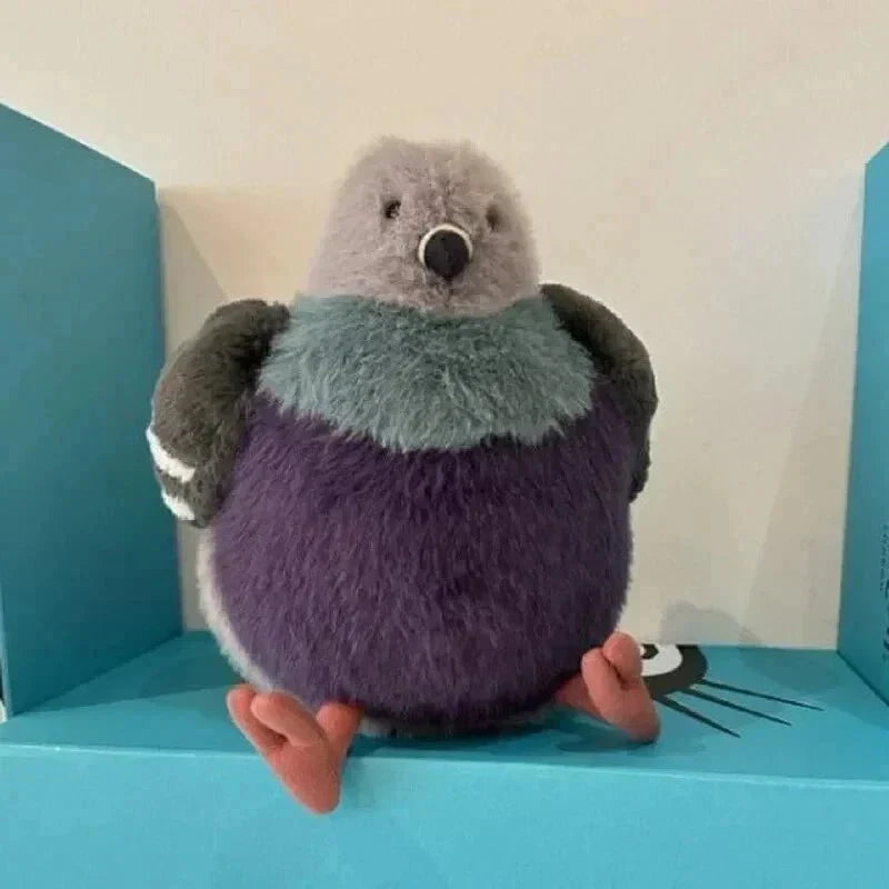 Fluffy pigeon plush toy, soft & cuddly comfort for kids.