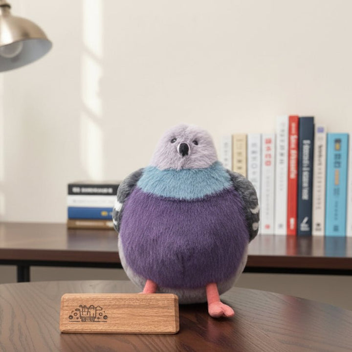 Unisex fluffy pigeon stuffed animal, a super soft cuddly gift for kids.