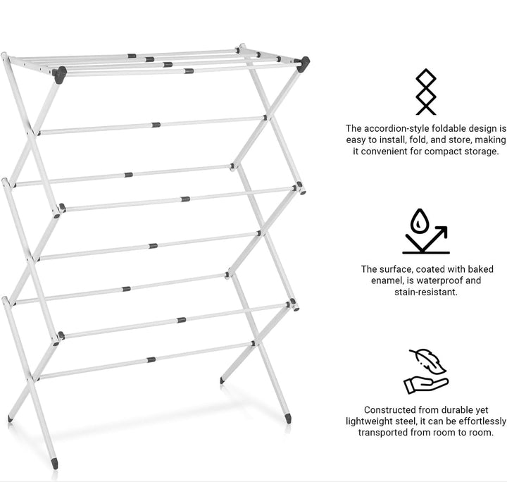 Compact foldable clothes dryer, ideal for small spaces and convenient storage.
