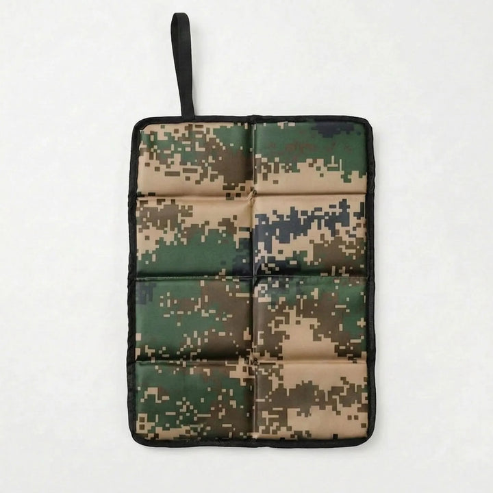Compact foldable camping seat cushion. Essential backpacking gear & outdoor accessory for portable comfort.