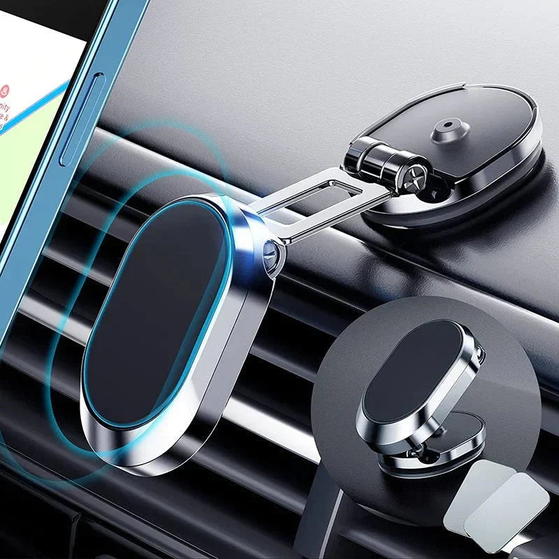 Unisex magnetic car phone mount for secure, universal hands-free mobile use, enhancing driving safety.