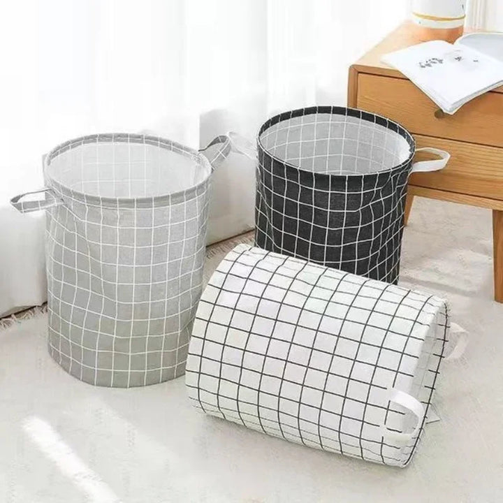 Unisex waterproof storage bin, collapsible design for laundry or general home decor and organization.