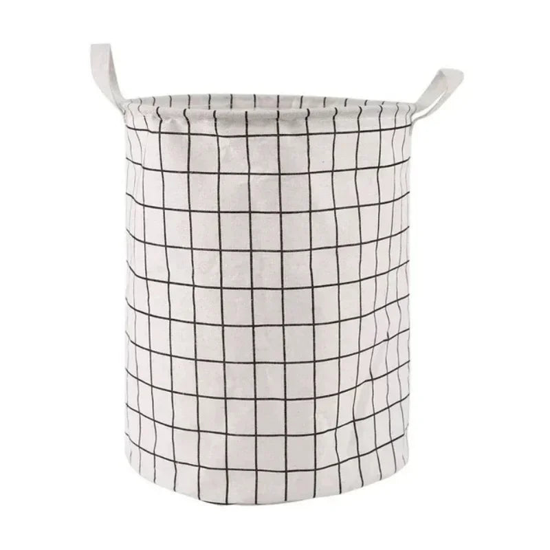 Stylish cotton linen foldable laundry basket, designed for easy storage and home organization.
