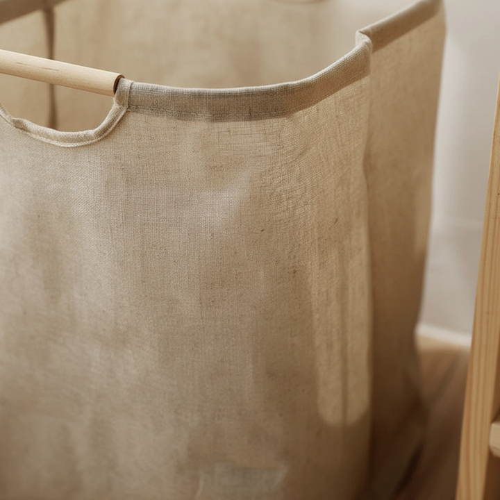 Minimalist foldable storage basket made of cotton linen for home decor