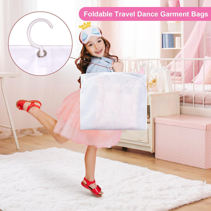 Protect dancewear and costumes with 5 foldable garment bags, offering travel protection and accessory storage.