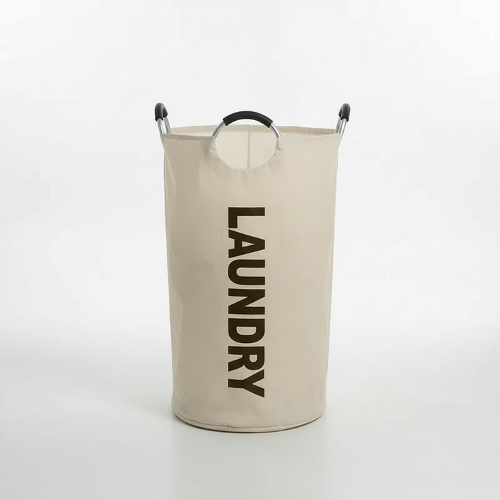 Unisex black foldable laundry basket, extra large with handles for easy transport, utility room essential.