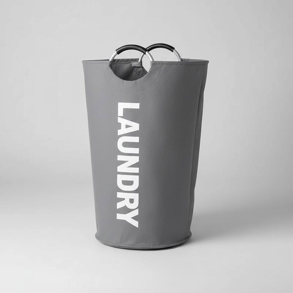 Smart home organization with an extra large foldable laundry basket, water repellent fabric.