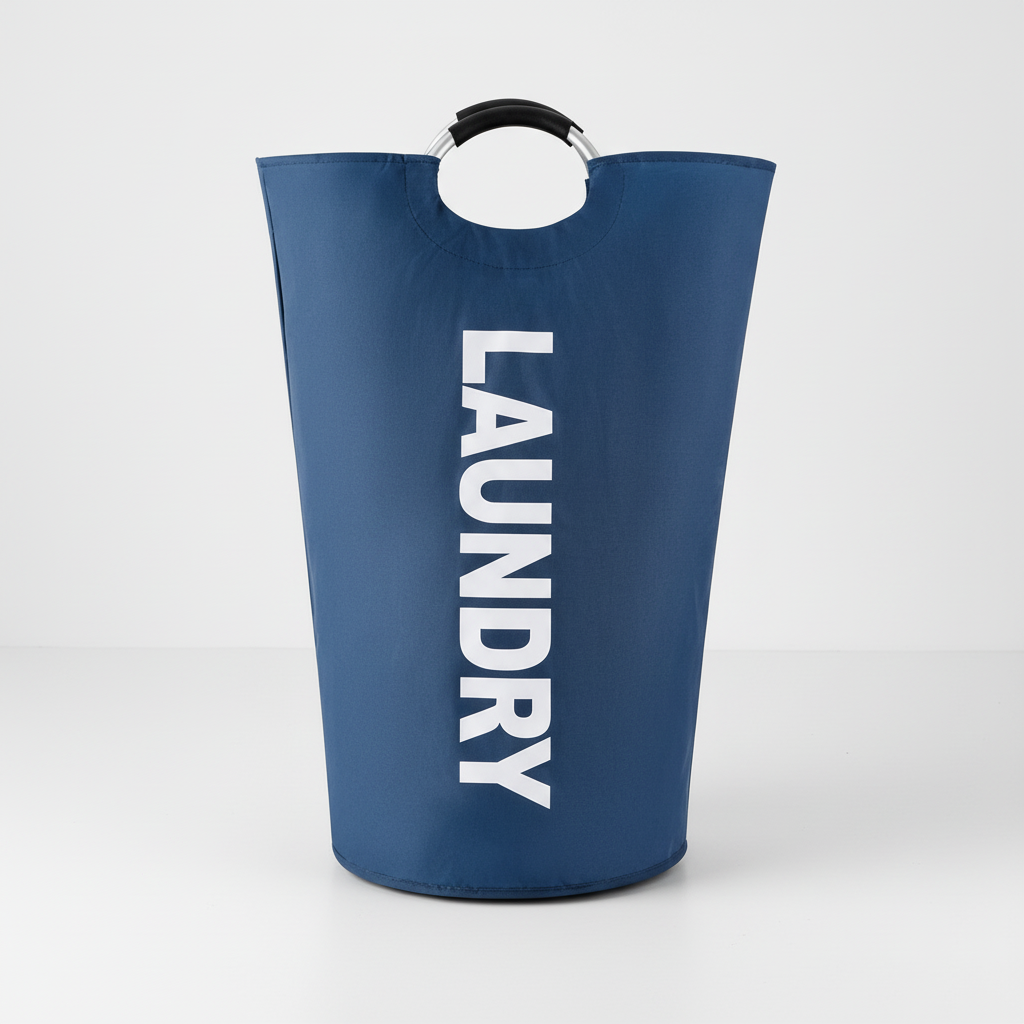 Portable extra large laundry basket for dorm room or small apartments, easily folds for storage.