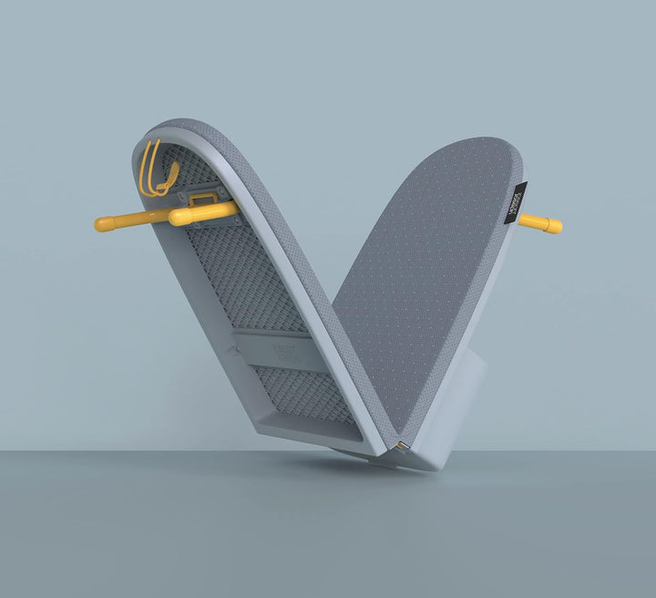 Household laundry aid: a foldable ironing board with advanced DripLock for dry ironing