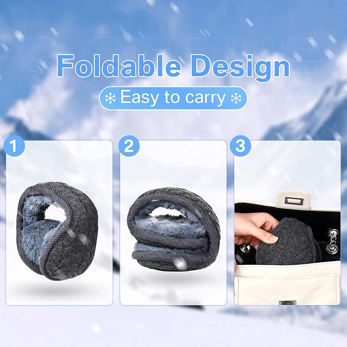Set of 4 unisex knitted ear warmers, foldable design for easy storage, perfect for outdoor winter.