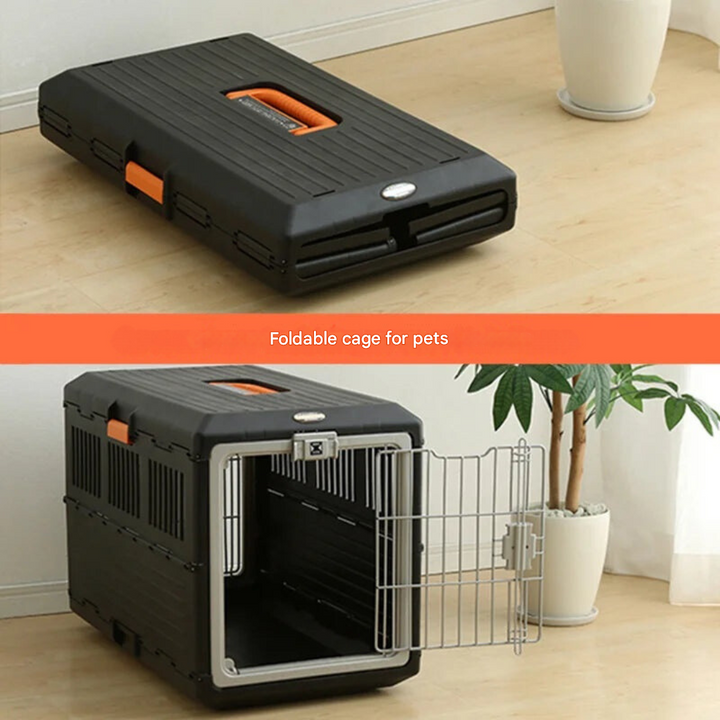 Portable pet travel carrier for dogs & cats, easy to fold & store, perfect for car trips & adventures.