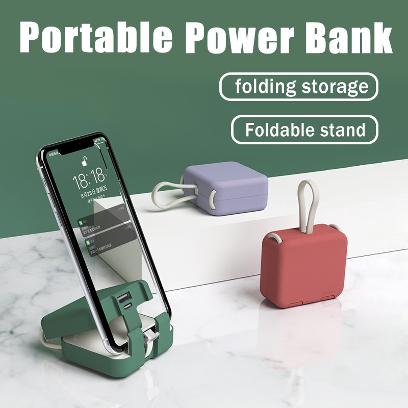 Foldable power bank, perfect for outdoor use & travel. Portable USB charger provides reliable emergency device power.