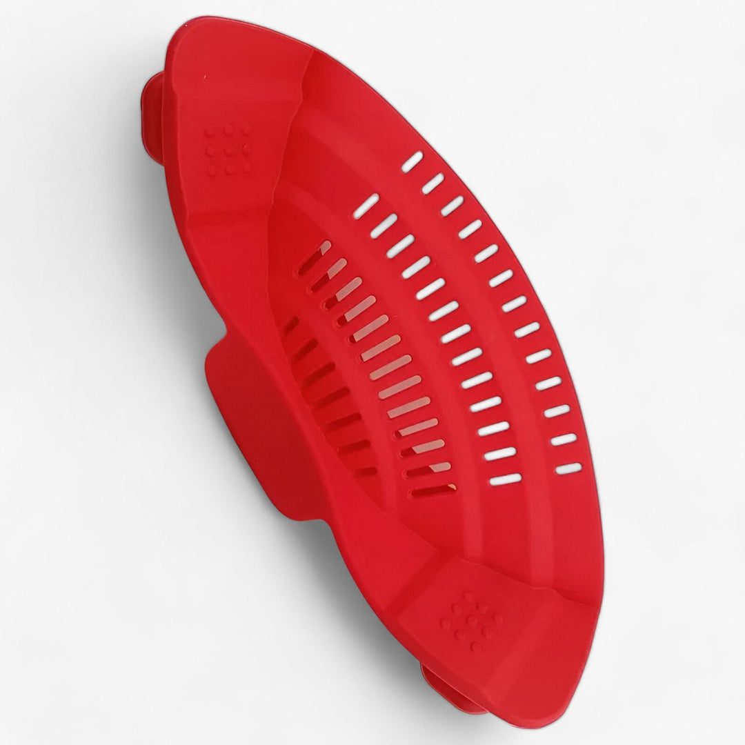 Dishwasher safe, foldable silicone colander for quick draining. A versatile and space-saving kitchen essential.