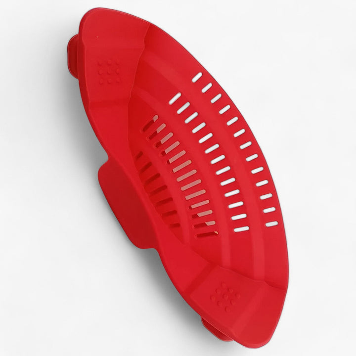 Dishwasher safe, foldable silicone colander for quick draining. A versatile and space-saving kitchen essential.