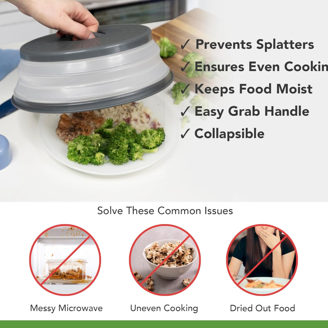 Red foldable silicone microwave lid with integrated magnets, perfect kitchen gadget