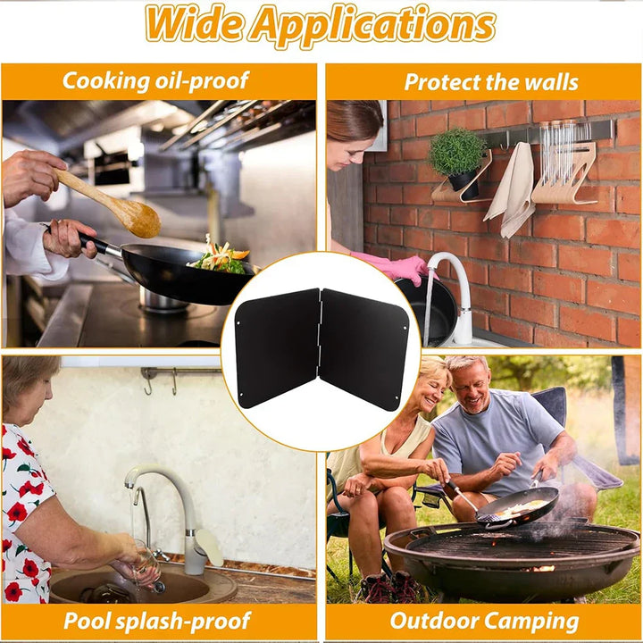Durable stainless steel grease protector, foldable kitchen guard for mess-free cooking