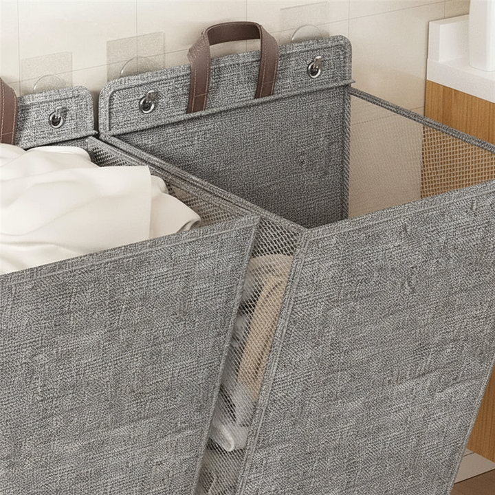 No-drill wall hanging laundry hamper, perfect for dorm room organization