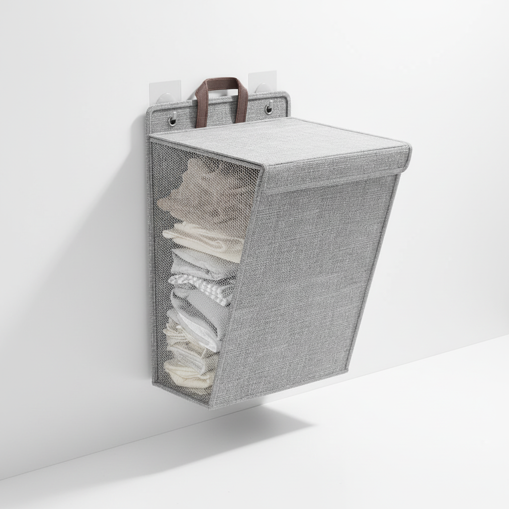 Compact wall-mounted laundry hamper, smart storage for any home