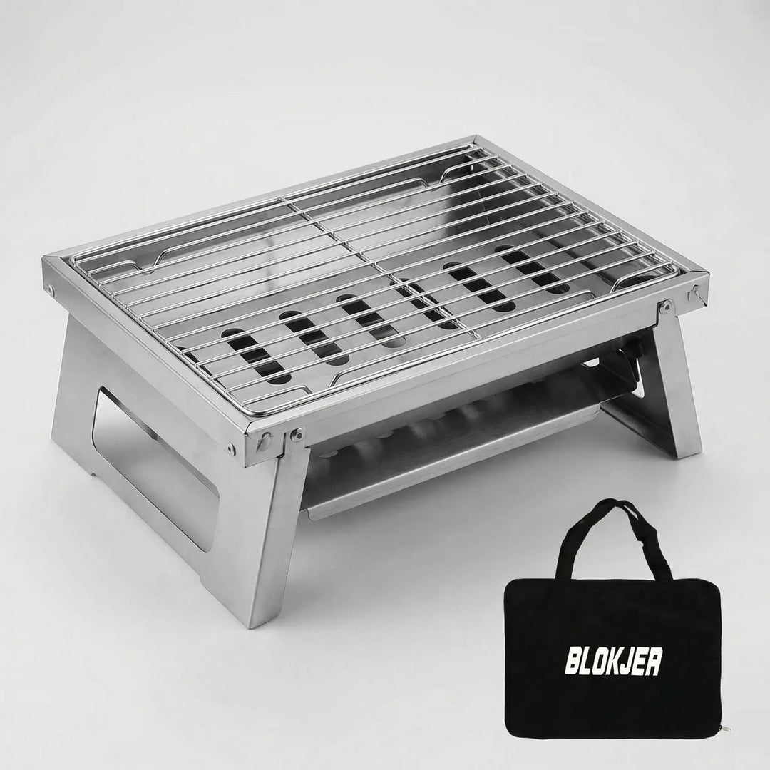 IGT compatible folding portable BBQ grill. Compact travel charcoal grill for outdoor adventures & camping.