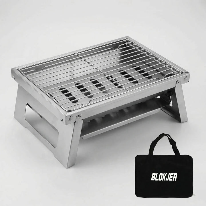 IGT compatible folding portable BBQ grill. Compact travel charcoal grill for outdoor adventures & camping.
