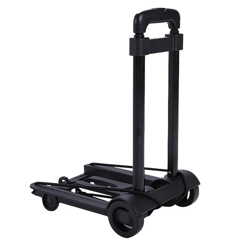 Folding Portable Hand Truck, 2 or 4 wheel adjustable pull rod, silver Frame