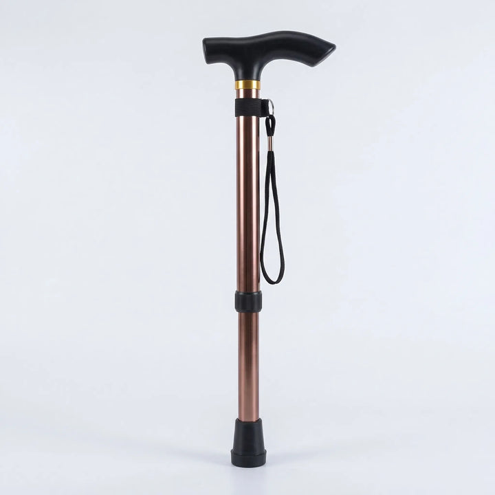 Durable adjustable folding walking cane, ideal for portable support & enhanced mobility, lightweight design.