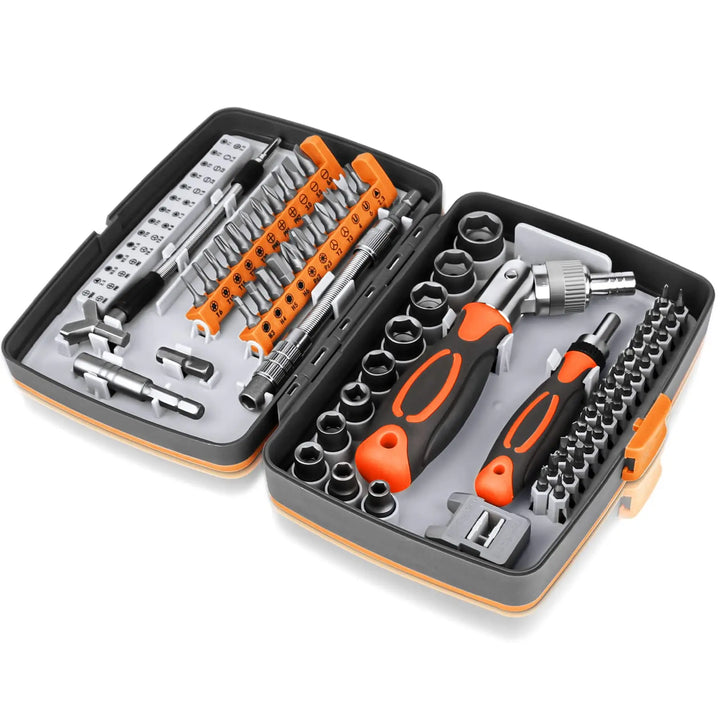 FortiDrive 68-in-1 Ratchet Screwdriver Set with magnetic bits and extension rod