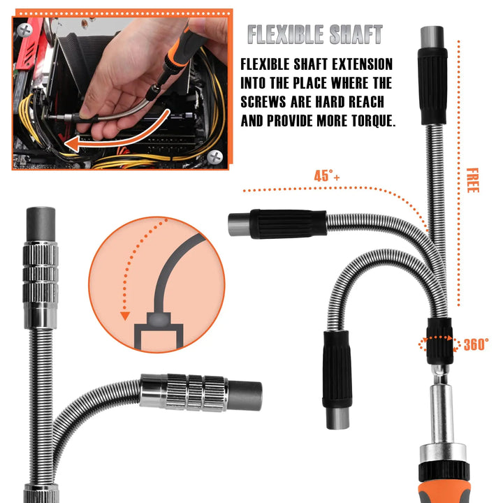 Unisex hand holding FortiDrive ratchet screwdriver, demonstrating its ergonomic design for DIY