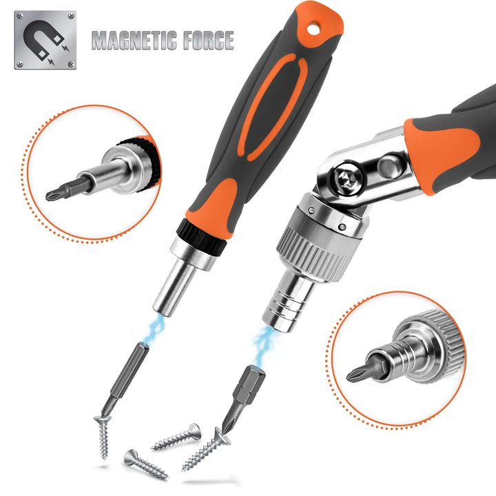 FortiDrive 68-in-1 magnetic screwdriver bits neatly organized in its durable storage case