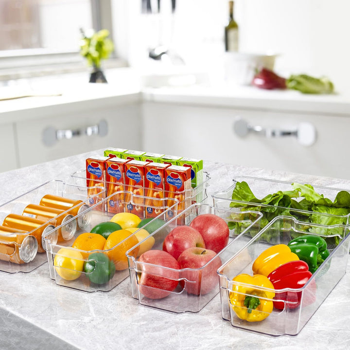 Clear plastic food containers for healthy meal prep and easy access.