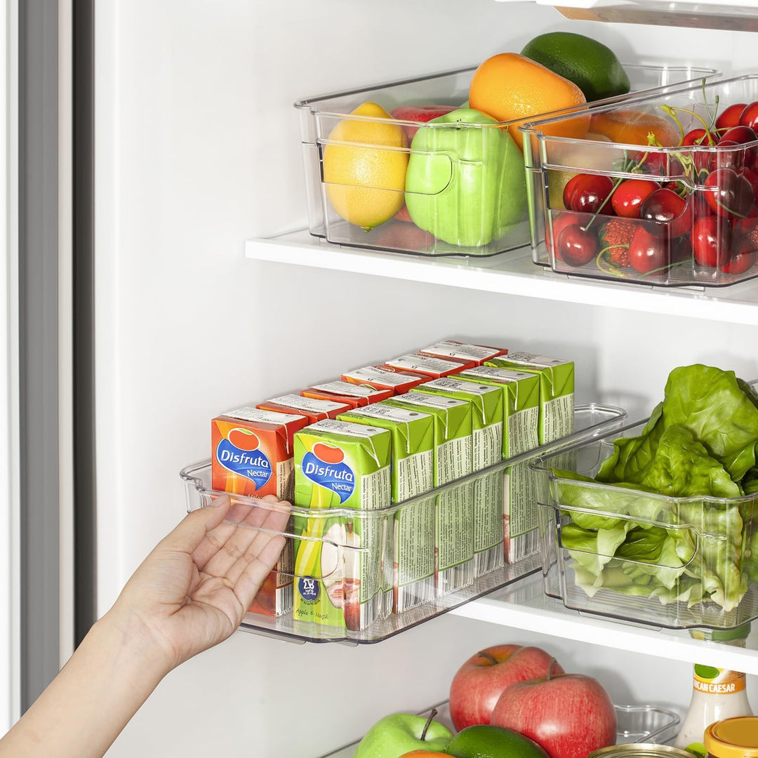 BPA-free storage boxes for fridge, pantry, and overall home organization.