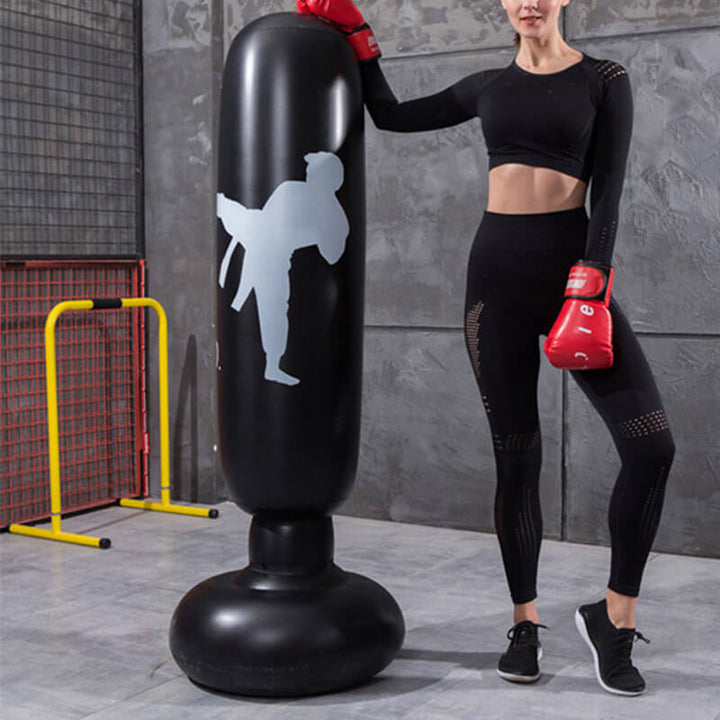 ImpactPro inflatable punching tower, a sturdy freestanding punch bag for fitness, boxing, and stress relief.