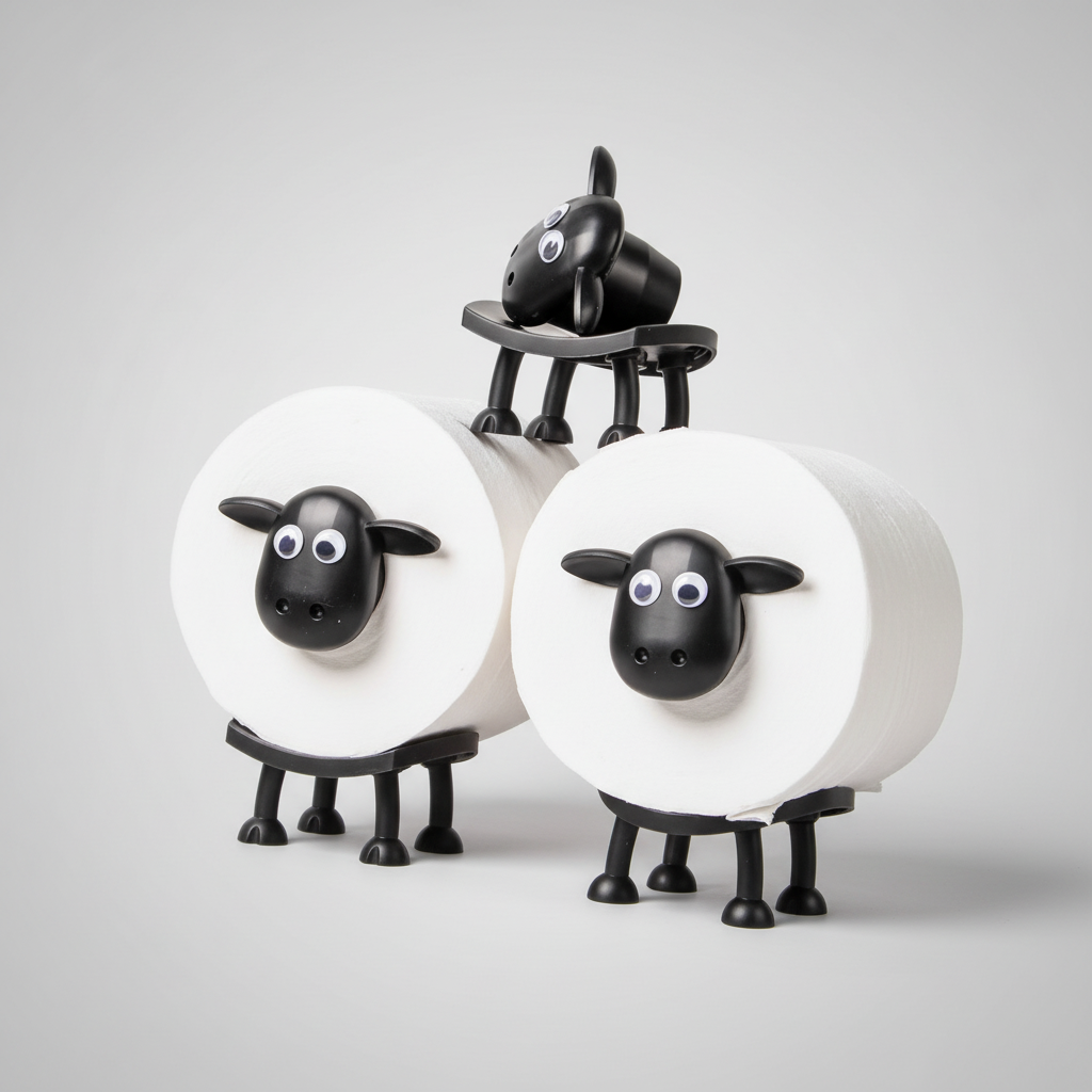 Cute sheep-shaped toilet paper dispenser, a freestanding and decorative solution for bathroom tissue storage