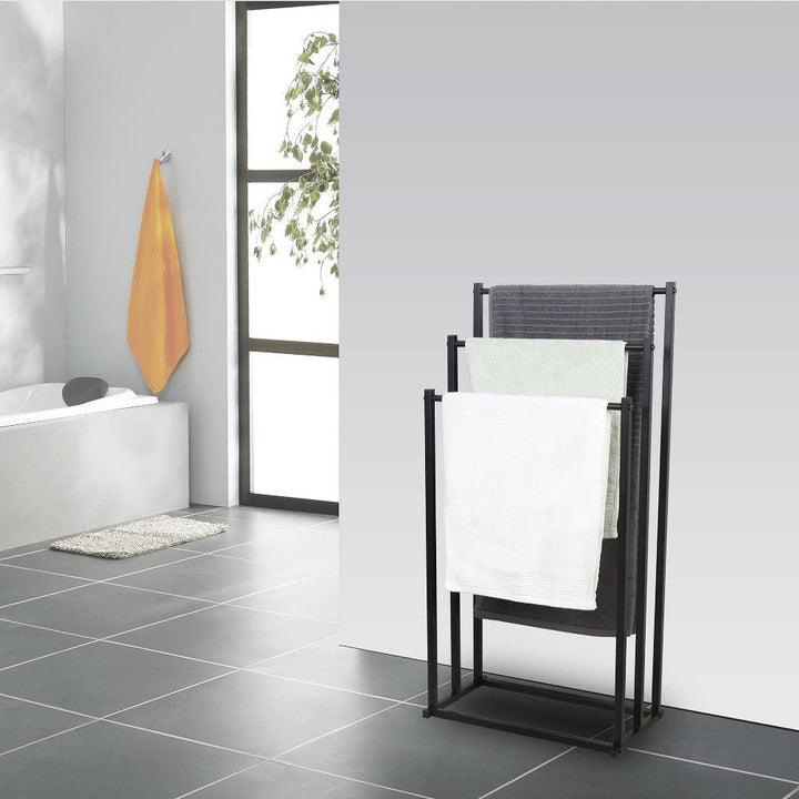 NeatRack freestanding steel towel holder. Organize bath & hand towels in bathroom with this space-saving, sturdy rack.