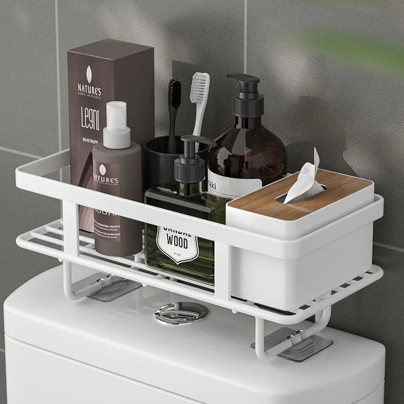 Product dimensions of the LooShelf space saver, highlighting its fit for various bathroom sizes