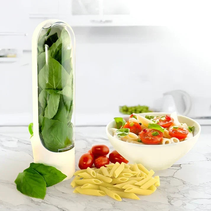 FreshKeep herb storage container keeps basil, mint, and fresh herbs vibrant in your fridge.