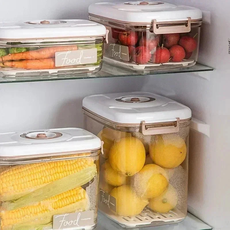 Transparent FreshLock vacuum seal food storage box with hand pump, keeps dry goods fresh longer