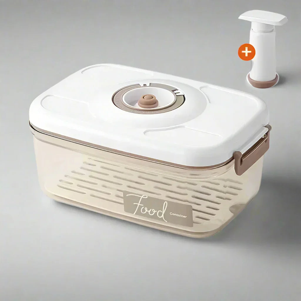 FreshLock reusable vacuum seal food container and pump, essential for efficient meal prep storage