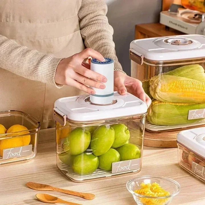 FreshLock transparent food vacuum storage box with hand pump, ideal for meal prep and kitchen organization.
