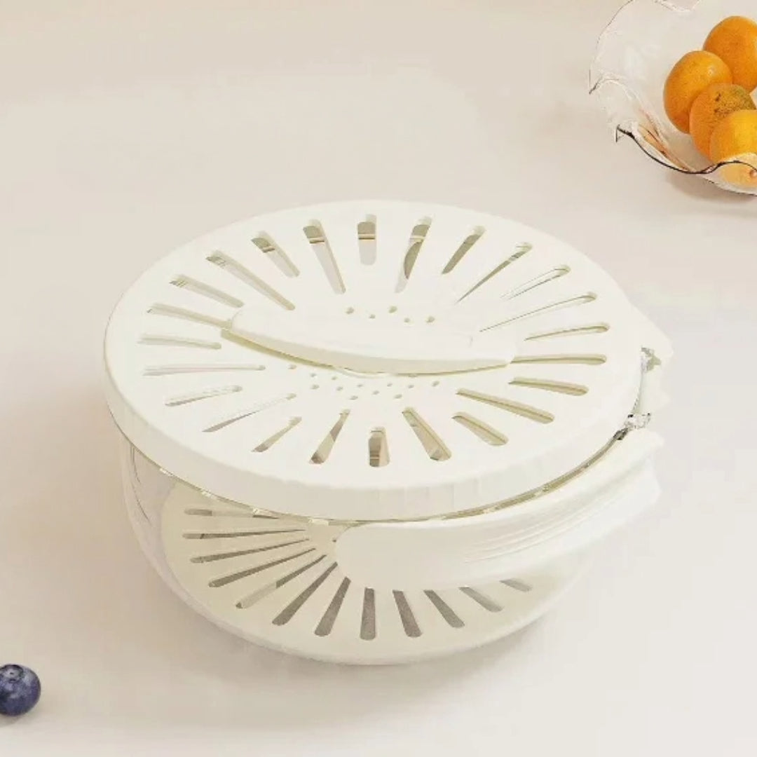 Stackable FreshSeal produce containers, smart kitchen organization for fresh fruits & vegetables, space-saving.