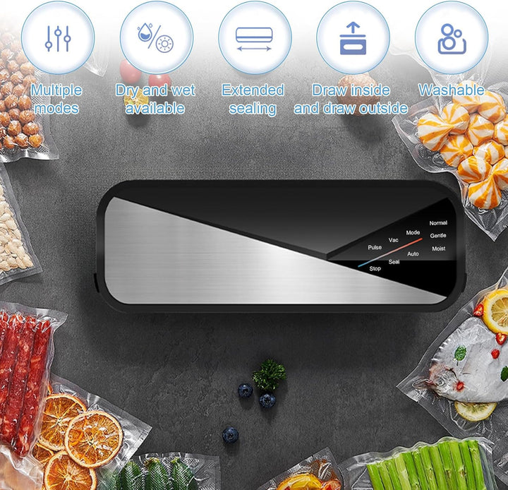 Close-up of the control panel on the Fresvyn 6-mode vacuum sealer machine