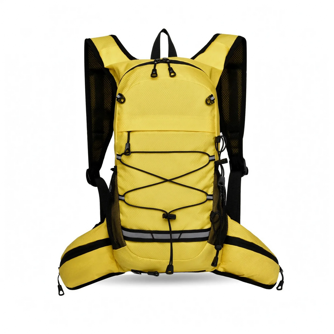 Unisex adventure pack in yellow, designed as a lightweight hiking daypack for all outdoor activities.