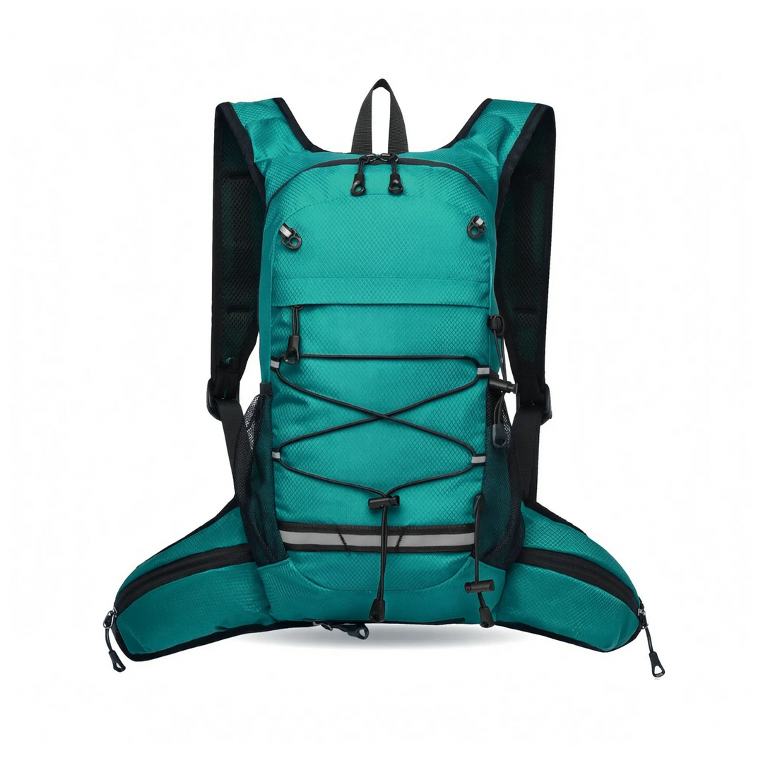 Durable water-repellent grey hiking backpack, ideal lightweight daypack for camping and long trails.