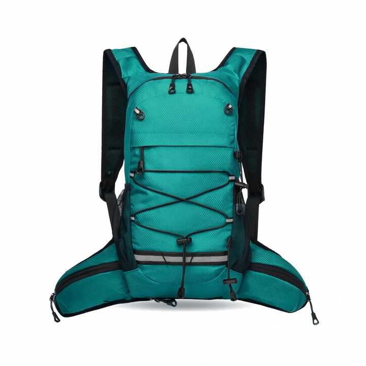 Durable water-repellent grey hiking backpack, ideal lightweight daypack for camping and long trails.
