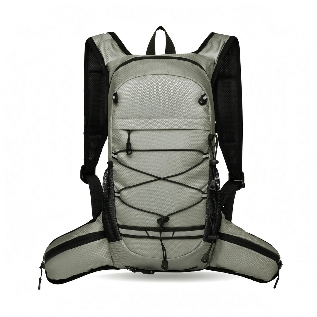 Open lightweight travel daypack revealing spacious interior, perfect for organizing outdoor gear.